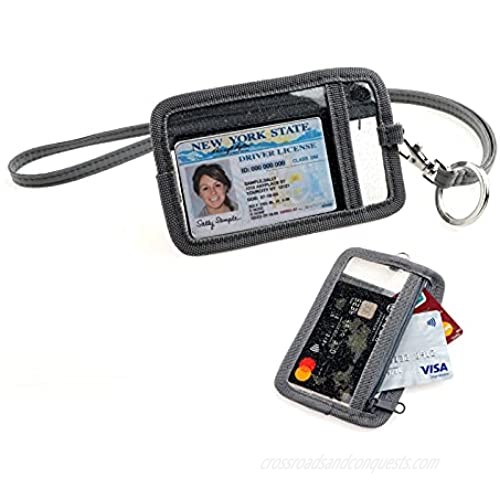 DONGGANGAJI Transparent Zip coin purse with Lanyard flash powder wallet Zip Id Case with Lanyard (Gray)