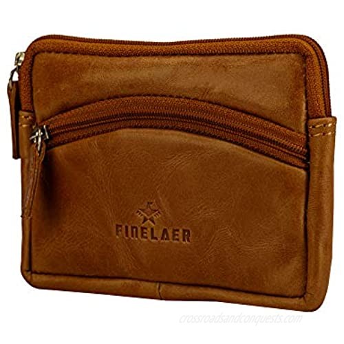 Finelaer Men's Leather Mini Coin Purse Pouch Wallet