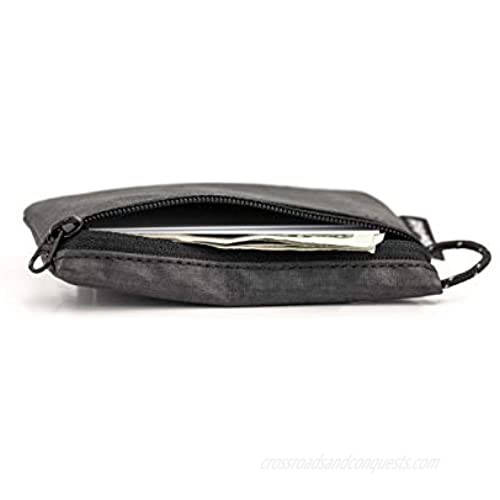 Flowfold Mini Zipper Pouch Small Zippered Pouch for Keys ID Cards & AirPods Case Water Resistant Fabric Made in USA (Jet Black)
