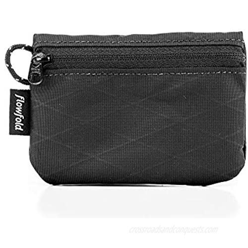 Flowfold Mini Zipper Pouch Small Zippered Pouch for Keys  ID  Cards & AirPods Case  Water Resistant Fabric  Made in USA (Jet Black)