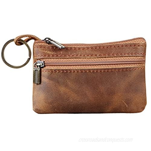 Genuine Leather Mens Tray Purses Coin Purse Cash Change Wallet Key Holder Money Pouch