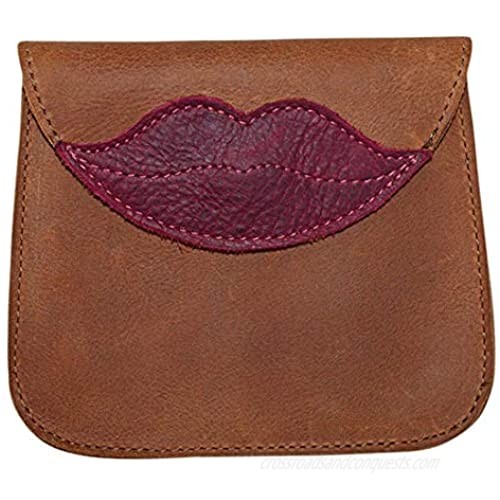Hide & Drink  Leather Multipurpose Pouch With Lips/Bag/Case/Change Holder/Stylish/Fashion  Handmade - Single Malt Mahogany