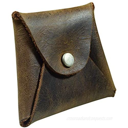 Hide & Drink  Leather Trapezoid Coin Pouch  Cash Holder  SD Card Organizer  Pocket Accessories  Handmade Includes 101 Year Warranty :: Bourbon Brown