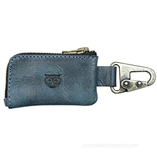 Hide & Drink Rustic Leather Car Key Holder Headphone & Charging Cables Memory Cards Flash Drives Lighters Cash Zipper Case with Clasp Handmade Includes 101 Year Warranty :: Slate Blue