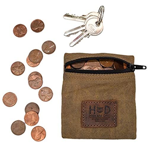 Hide & Drink Water Resistant Waxed Canvas Condom Pouch Change Valuables Tech Pocket Purse Classic Partner Gift Travel & Honeymoon Essentials Handmade Includes 101 Year Warranty :: Fatigue