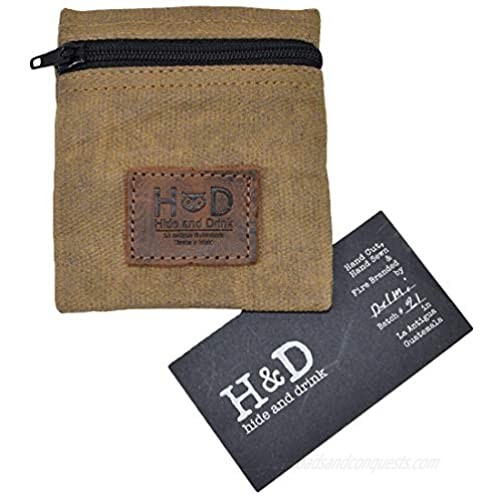 Hide & Drink Water Resistant Waxed Canvas Condom Pouch Change Valuables Tech Pocket Purse Classic Partner Gift Travel & Honeymoon Essentials Handmade Includes 101 Year Warranty :: Fatigue