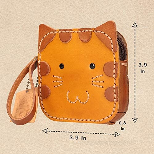 MAKOLO Coin Purse Genuine Leather for Women Men with Zipper Change Holder Pouch Wallet Pocket Money Bag Mini Size 3.9 X 3.9
