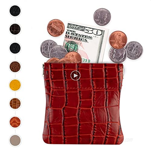 Nabob Leather Genuine Leather Squeeze Coin Purse Coin Pouch Made IN U.S.A. Change Holder For Men/Woman Size 3.5 X 3.5 (Teal)