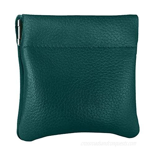 Nabob Leather Genuine Leather Squeeze Coin Purse  Coin Pouch Made IN U.S.A. Change Holder For Men/Woman Size 3.5 X 3.5 (Teal)