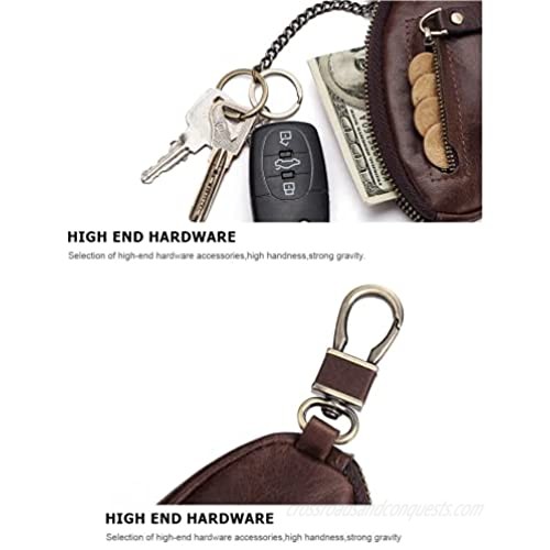 NIAIU Genuine Leather Small Coin Purse Leather Change Wallet Pouch Card Holder with Key Chain Tassel Zip Fathers Day Gifts Gift Boxes for men and women
