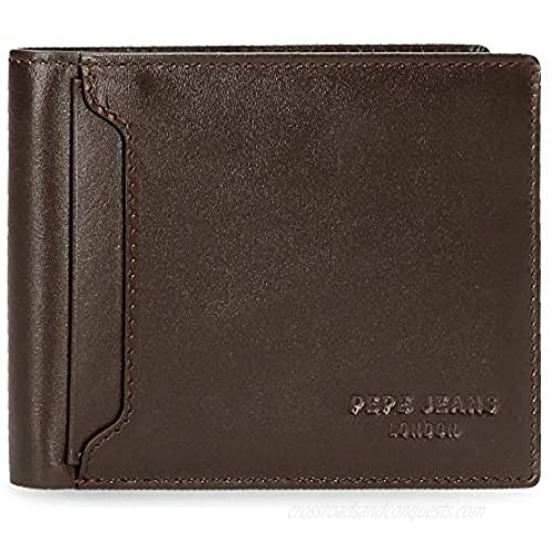 Pepe Jeans Dark Horizontale Brieftasche mit Portemonnaie Braun 12 5x9 5x1 cms Leder