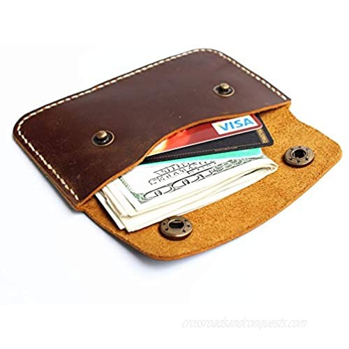 Premium Handmade Real Genuine Leather Purse Card Holder Wallet Card Case with Cover