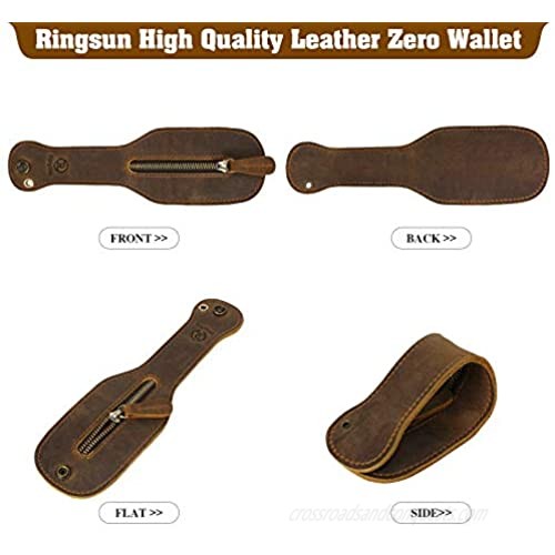 RingSun Leather Coin Purse Mini Boston Leather Change Purse for men Rustic Durable Thick Leather Vintage Coin Purse Outdoor Men EDC Multi-Tool RS29