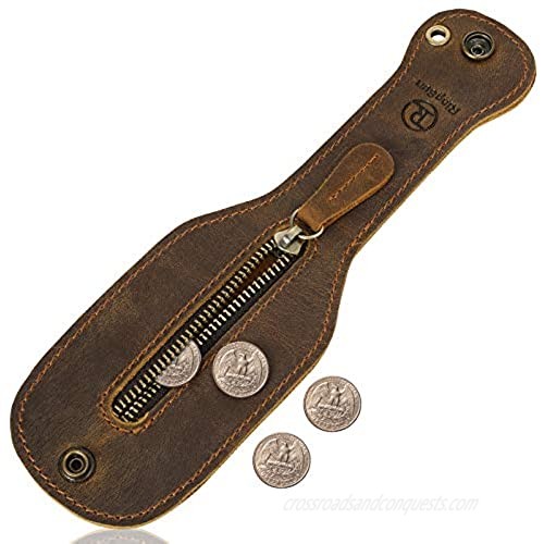 RingSun Leather Coin Purse  Mini Boston Leather Change Purse for men  Rustic Durable Thick Leather Vintage Coin Purse  Outdoor Men EDC Multi-Tool  RS29