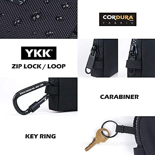 Rough Enough Small Coin Purse for Men Change Purse Keychain Coin Pouch for Women Boys in Black Cordura