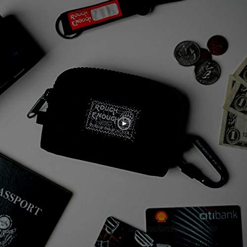 Rough Enough Small Coin Purse for Men Change Purse Keychain Coin Pouch for Women Boys in Black Cordura
