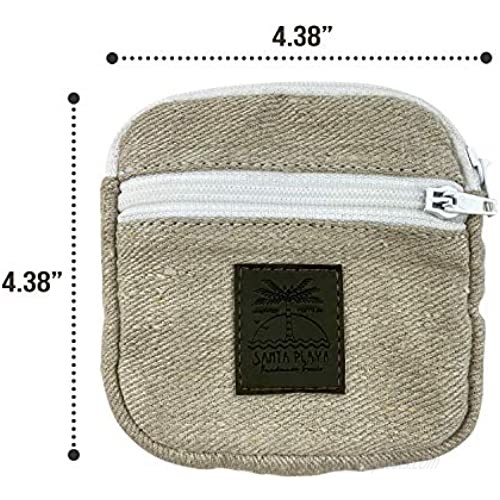 Santa Playa Zippered Coin Pouch Handmade from Woven Hemp – Sustainably Sourced Minimalist Change Purse – Small Personal Items Holder and Storage Organization With Two Zippered Pockets – Hemp Jeans
