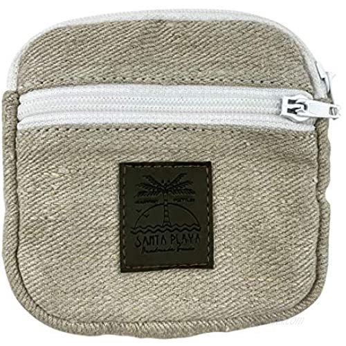 Santa Playa  Zippered Coin Pouch Handmade from Woven Hemp – Sustainably Sourced  Minimalist Change Purse – Small Personal Items Holder and Storage  Organization  With Two Zippered Pockets – Hemp Jeans