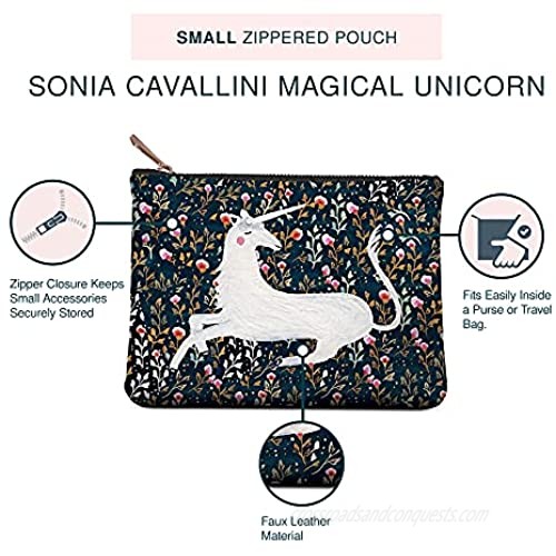 Studio Oh! Small Zippered Pouch Available in 6 Designs Sonia Cavallini Magical Unicorn