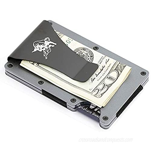 AJ Slim Metal Wallet | Money Clip | RFID Blocking Credit Card Holder (Gray)