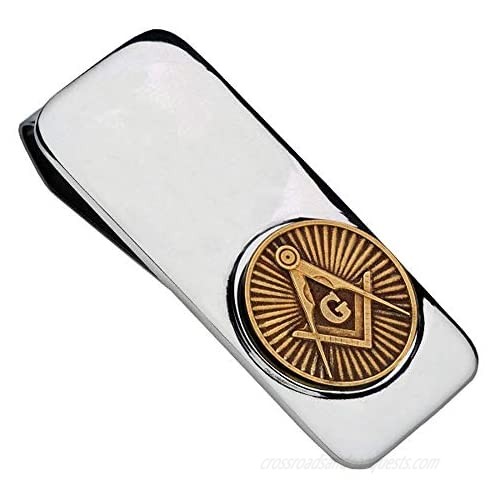 Americana Sterling Silver and Bronze Masonic Square and Compass Money Clip