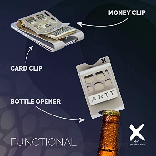 ArtT-Design Stainless-Steel Front Pocket Money Clip for Bills and Credit Cards