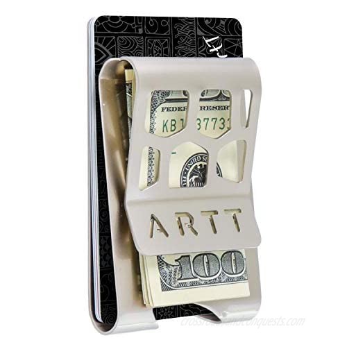 ArtT-Design Stainless-Steel Front Pocket Money Clip for Bills and Credit Cards