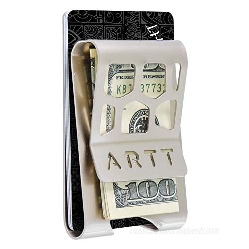 ArtT-Design Stainless-Steel Front Pocket Money Clip for Bills and Credit Cards V2