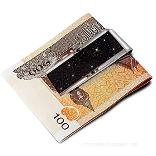 BagTu Galaxy Money Clip Starry Sky Dark Blue Metal Money Clip Holder with gift card