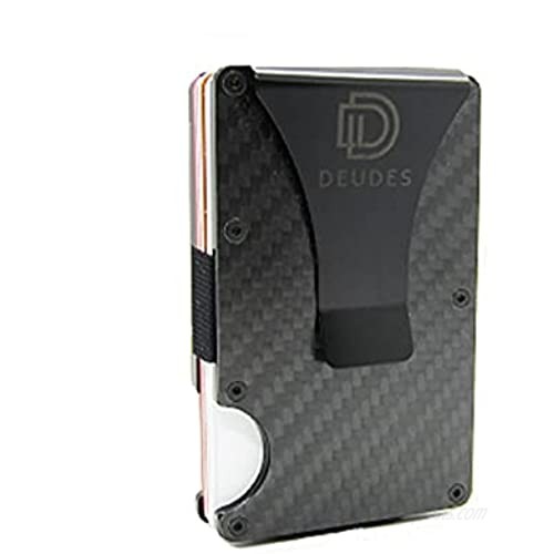 Carbon Fiber Front Pocket Minimalist Wallet - Black | RFID Blocking | Metal Money Clip