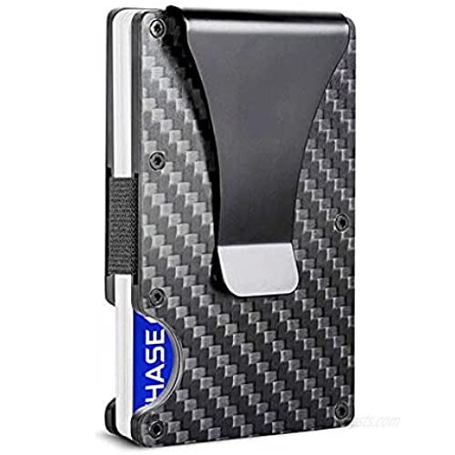 Carbon Fiber Wallet with Money Clip - Aluminum Card Holder Mens Slim RFID Front Pocket Metal Wallets for Men Women