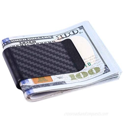Carbonware Carbon Fiber Paper Money Bill Clip Wallet Business Card Holder for Organize Cash and Credit Bank Card