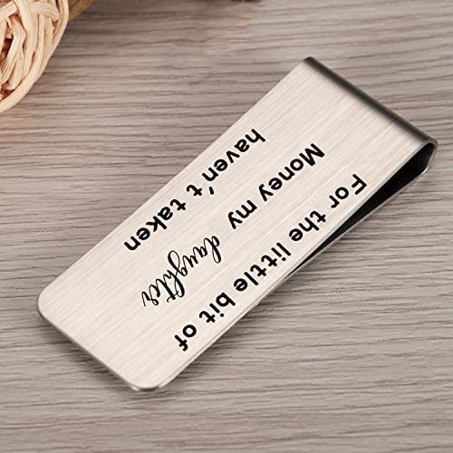 Dad Gifts from Daughter Funny Dad Silver Money Clip - For the Little Bit of Money My Daughter Haven't Taken