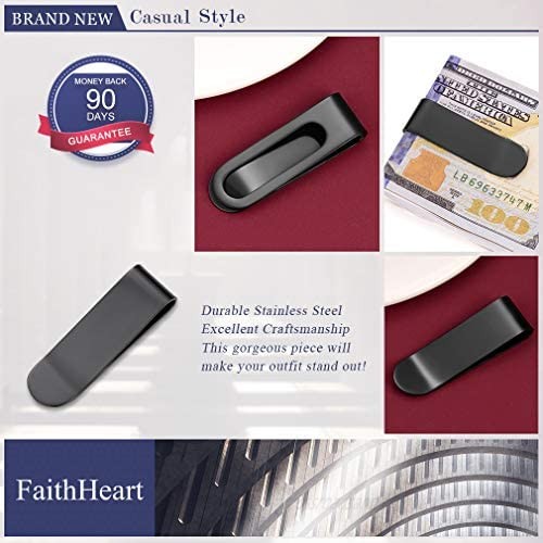 FaithHeart Can Engrave Men Money Clip Stainless Steel/Gold Plated Minimalist Wallet Card Holder Personalized Moneyclips (Send Delicate Brand Box)