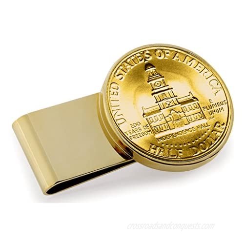 Gold-Layered JFK Bicentennial Half Dollar Stainless Steel Coin Money Clip