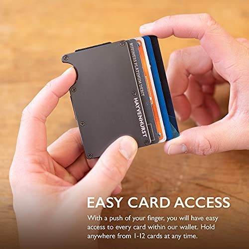 Hayvenhurst Slim Minimalist Front Pocket RFID Blocking Metal Wallets for Men with Money Clip