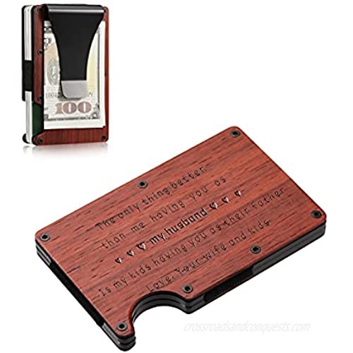 Husband Gifts Personalized Wooden Money Clip Wallet Custom Engraved Money Clip Christmas Gifts Valentine's Day Gifts Birthday Gifts for Husband