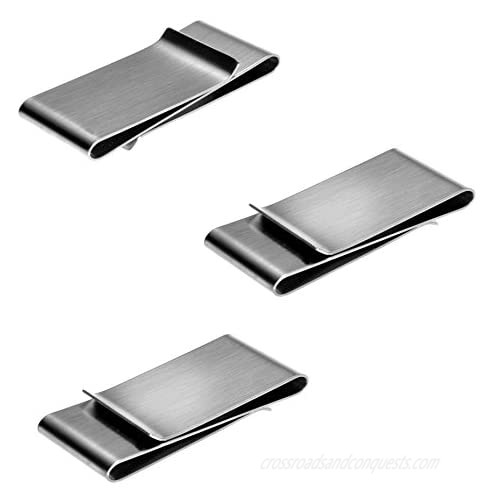 JGFinds Metal Money Clip  Stainless Steel  Double - 3 Pack  Double Money Clip  Engraving Blanks  2 1/2" x 1 1/8"  Gift Personalized Money Clips for Men
