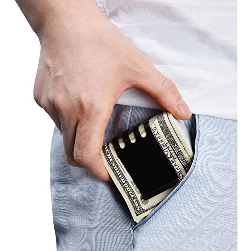 Lindenle Money Clip Spring Steel Cash Clips Large Capacity Minimalist Front Pocket Wallet (Large Size Black)