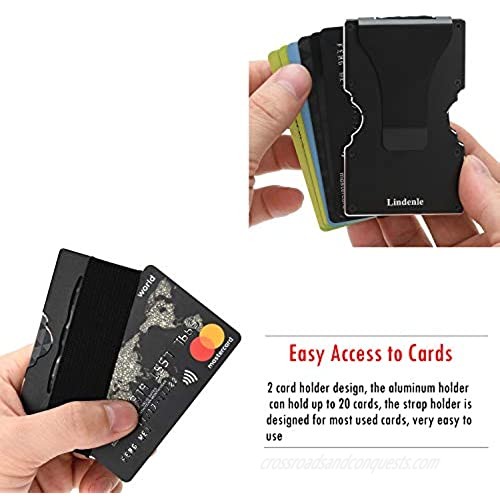 Lindenle Slim Wallet Minimalist Front Pocket Wallet Card Holder RFID Blocking Money Clip