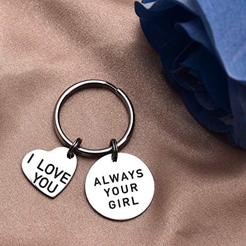 LParkin Boyfriend Gifts Always Your Girl I Love You Stainless Steel Keyring Wedding Gifts I Love You Gifts for Him
