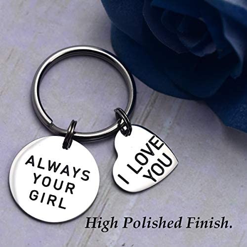 LParkin Boyfriend Gifts Always Your Girl I Love You Stainless Steel Keyring Wedding Gifts I Love You Gifts for Him