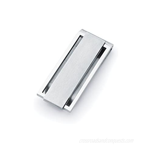 Men's Stainless Steel Money Clip with Brushed Center Cutout Accent