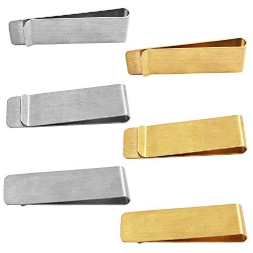 Money Clip DaKuan Set of 4 Packs Copper and Stainless Steel Slim Wallet Credit Card Holder Minimalist Wallet - Silver and Golden