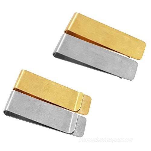 Money Clip  DaKuan Set of 4 Packs Copper and Stainless Steel Slim Wallet  Credit Card Holder  Minimalist Wallet - Silver and Golden