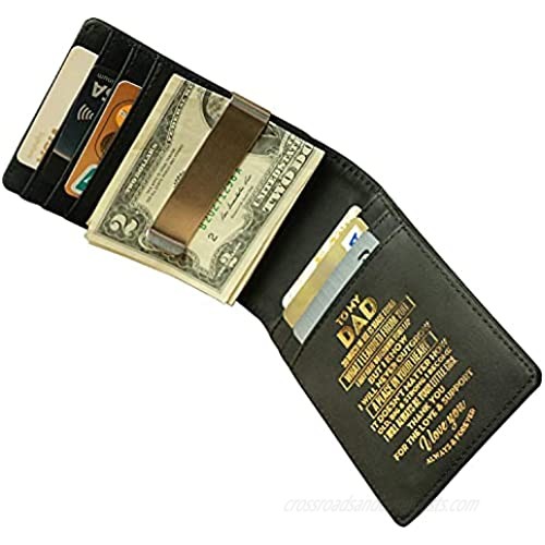 Money Clip Wallets for Men Custom Golden Engraved Biflod Leather men Wallet with Money Clip (NAVY-C11)
