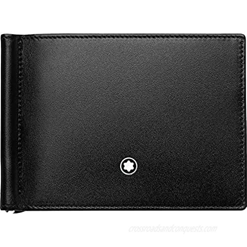 Montblanc 118295 Meisterstück Wallet 6 cc Leather 11 x 8.5 cm with Money Clip Black/Light Blue