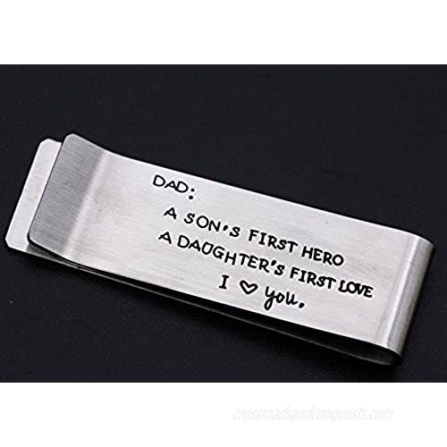 O.RIYA DAD A Son's First Hero A Daughter's First Love Money Clip for Father's Day Jewelry Gift for Father