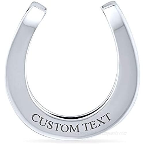 Personalized Gift Strong Good Luck Customizable Lucky Horseshoe Money Clip Credit Card For Men Equestrian Graduation Engravable 925 Sterling Silver