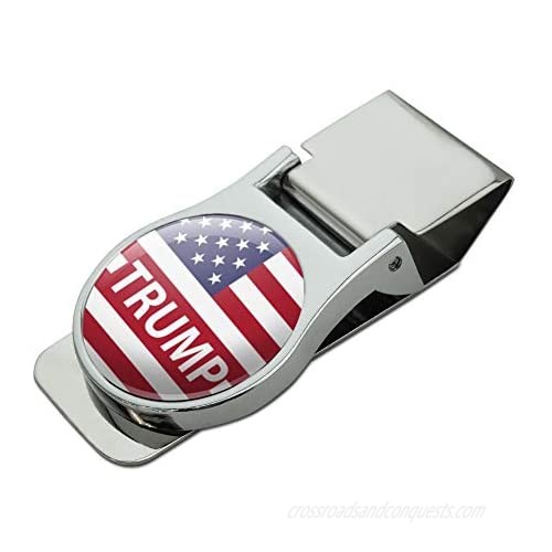 President Trump American Flag Satin Chrome Plated Metal Money Clip